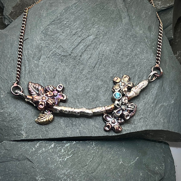 Blue Zircon branch pendant – Amelia's by Design Jewelry Studio