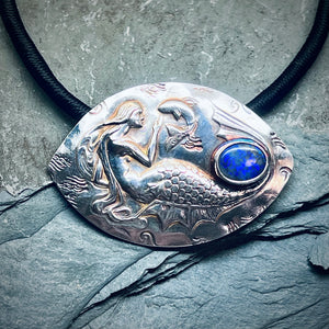 Silver Mermaid Opal Pendant