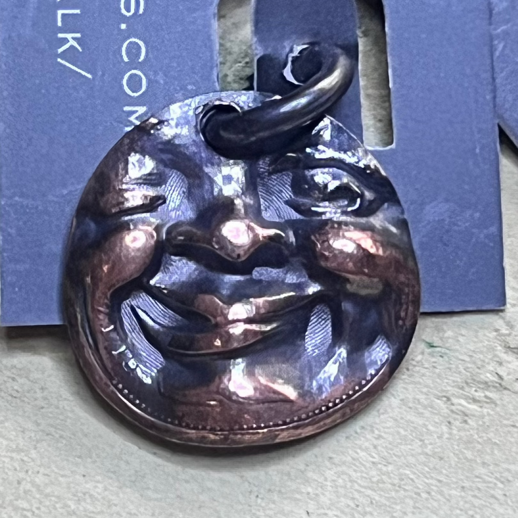 Copper Penny Charm -Moon Man