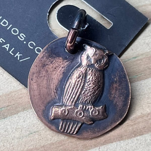 Copper Penny Charm - Time Keeper Owl