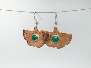 Malachite Ginkgo leaf Earrings
