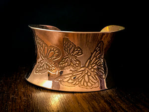 Anticlastic Cuff Bracelet-  Butterflys in copper