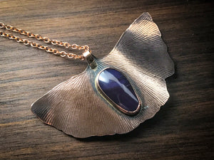 Sugilite Labradorite ginkgo pendant