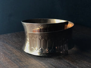 Wide bronze crown bangle bracelet